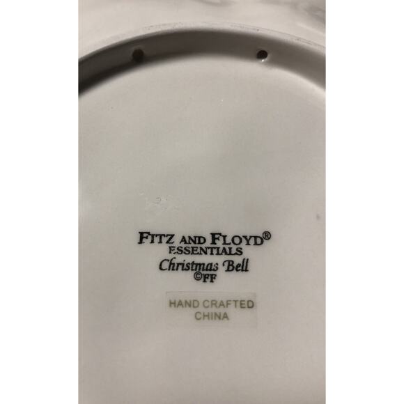 Fitz and Floyd Essentials Ceramic Christmas Bell Collectible 8 Inch Cookie Plate - Picture 4 of 4